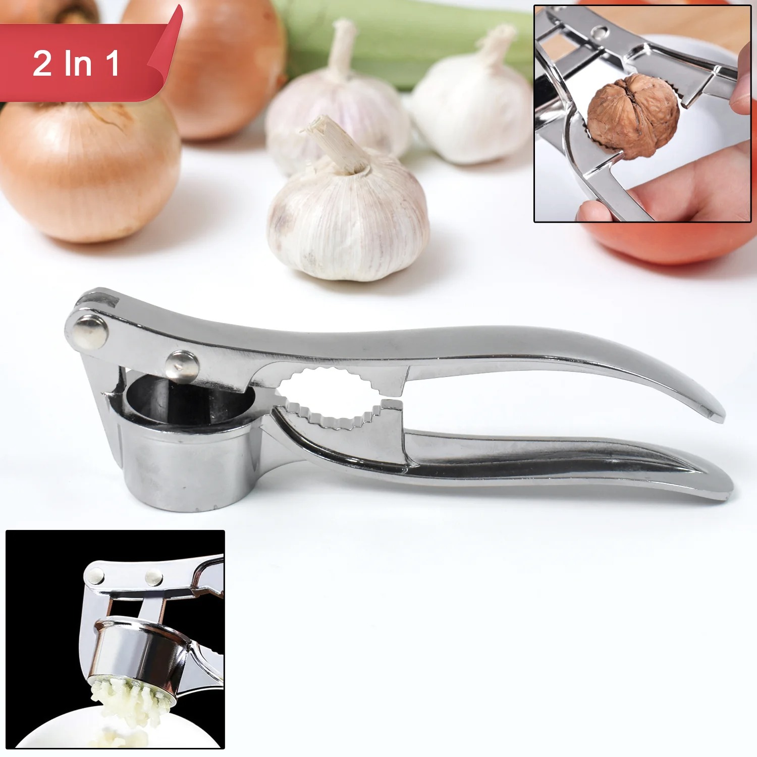 Garlic Press & Walnut Cracker Opener