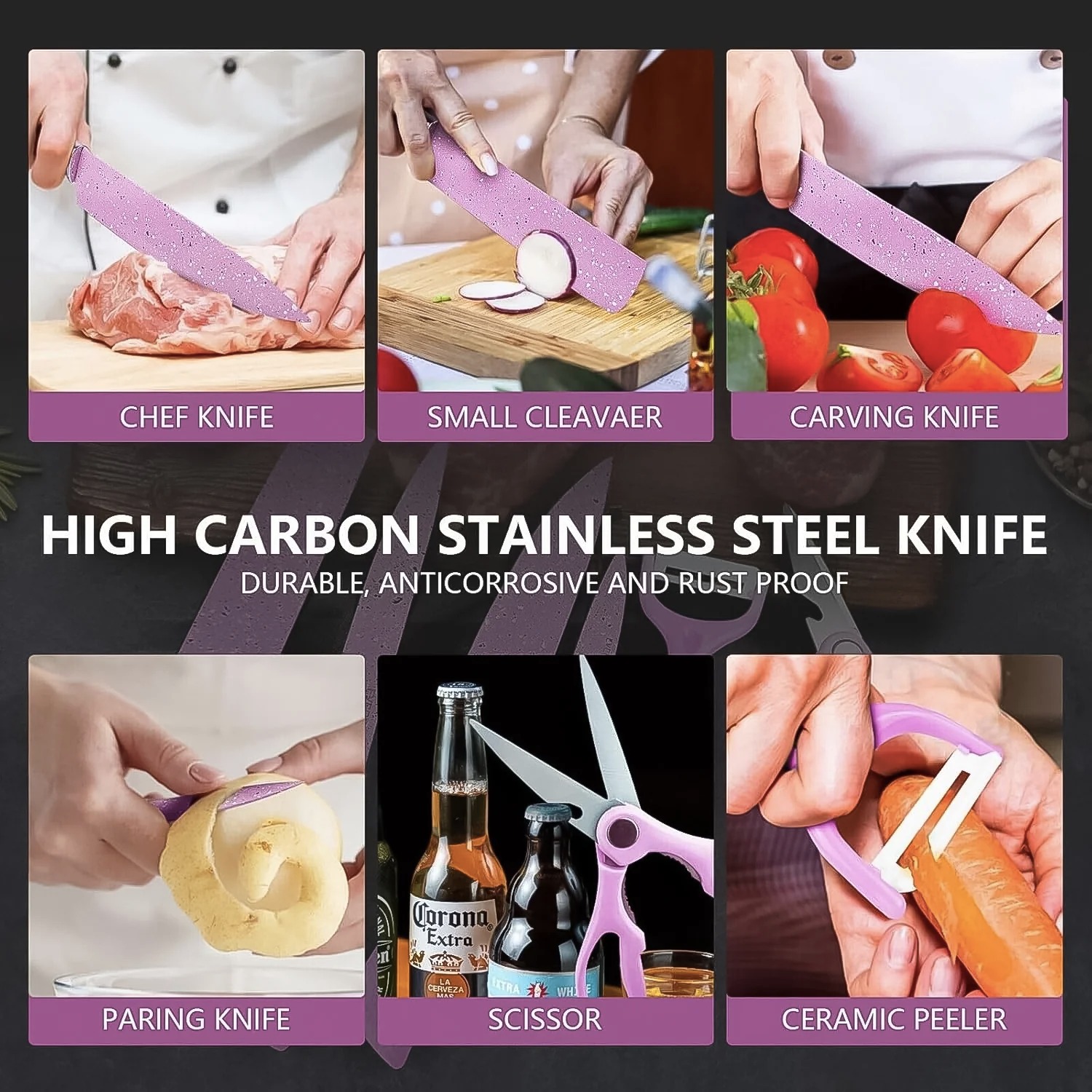 6 Pcs Chef Kitchen Knife Set - Image 2