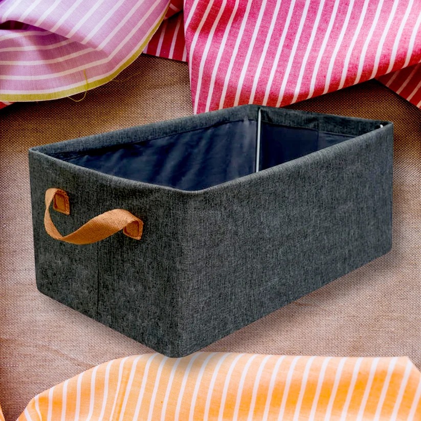 Foldable Storage Box 46 cm Cotton Linen Organizer - Image 3