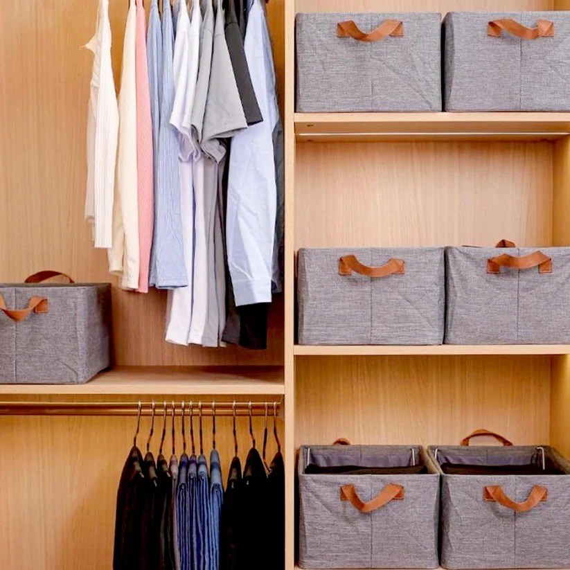 Foldable Storage Box 46 cm Cotton Linen Organizer - Image 4