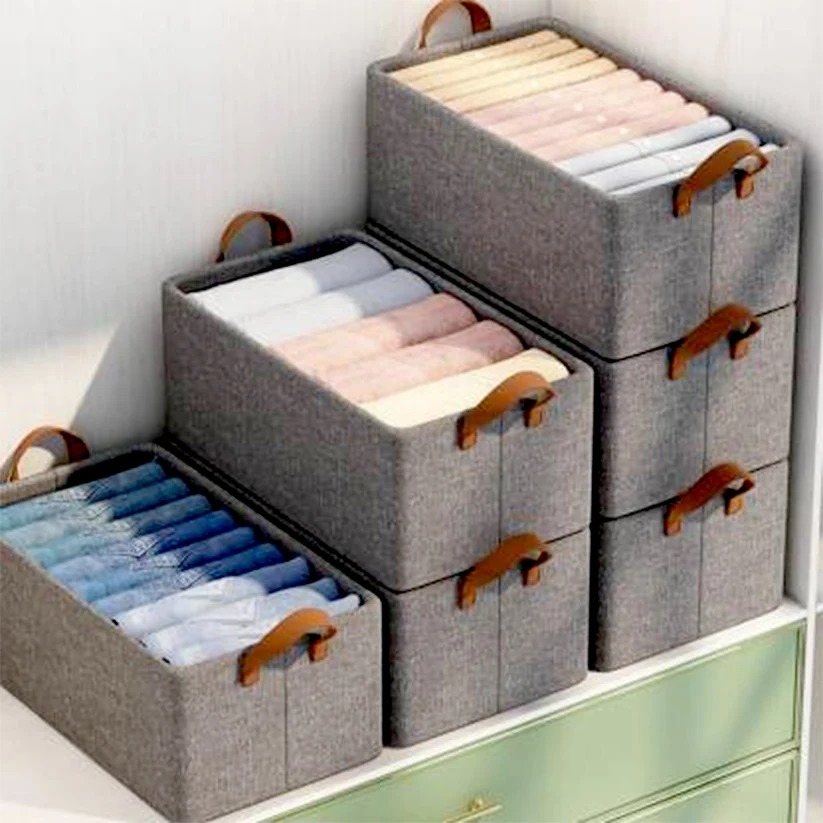 Foldable Storage Box 46 cm Cotton Linen Organizer
