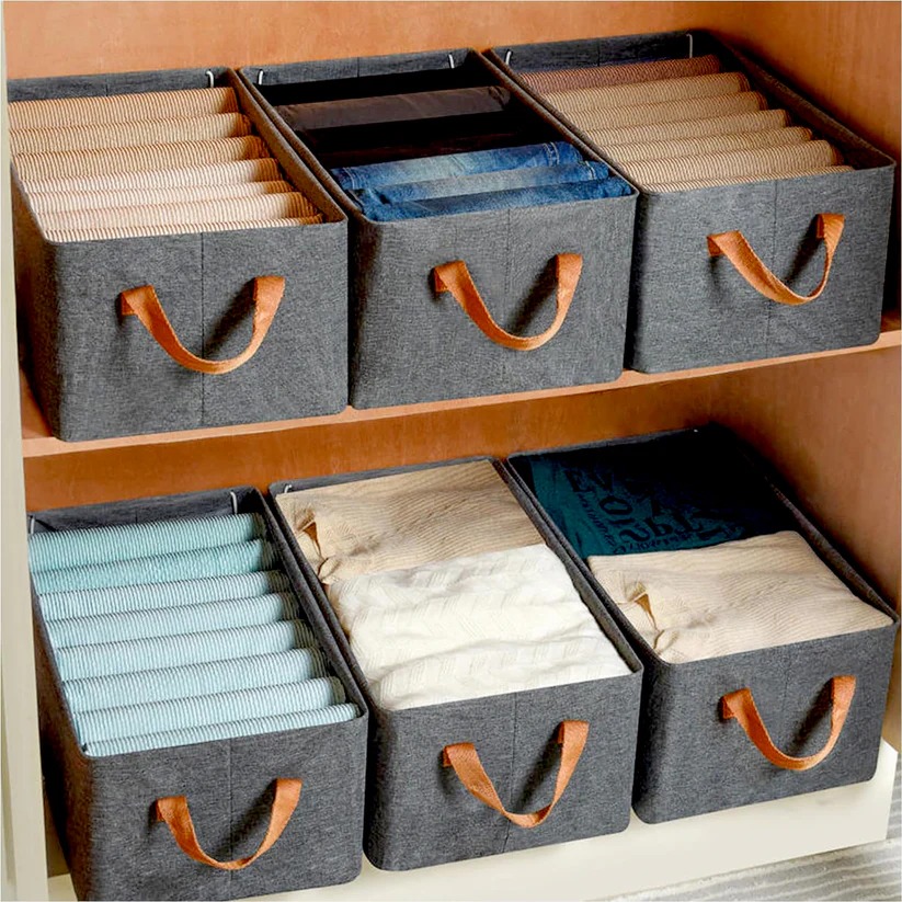 Foldable Storage Box 46 cm Cotton Linen Organizer - Image 5