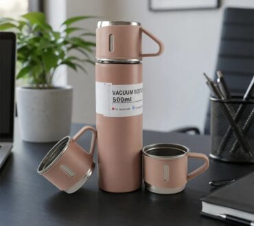 Stainless Steel Vacuum Flask Set Keeps Drinks Hot & Cold 12h