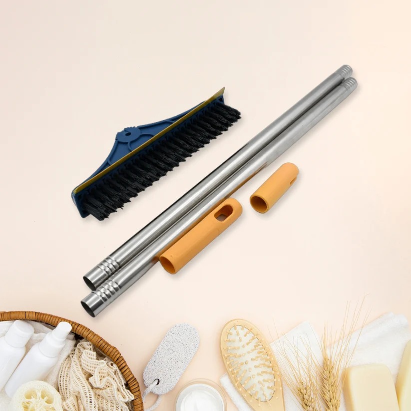 Floor Cleaning Brush Long Handle 2 in 1 Wiper & Scrubber - Image 3