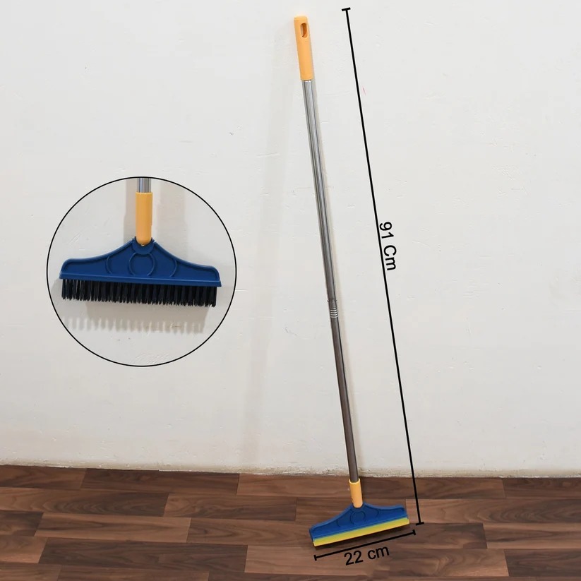 Floor Cleaning Brush Long Handle 2 in 1 Wiper & Scrubber - Image 5