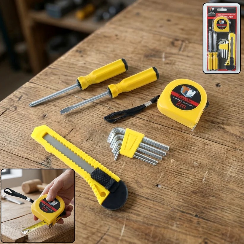 Compact TianMu Tool Set Essential 9Piece Repair Kit for Home